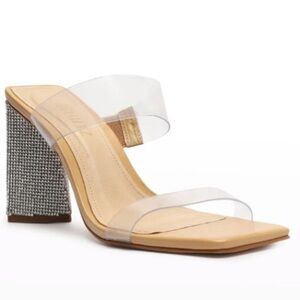 Schutz Ariellen Vinyl Crystal Block-Heel Sandal New